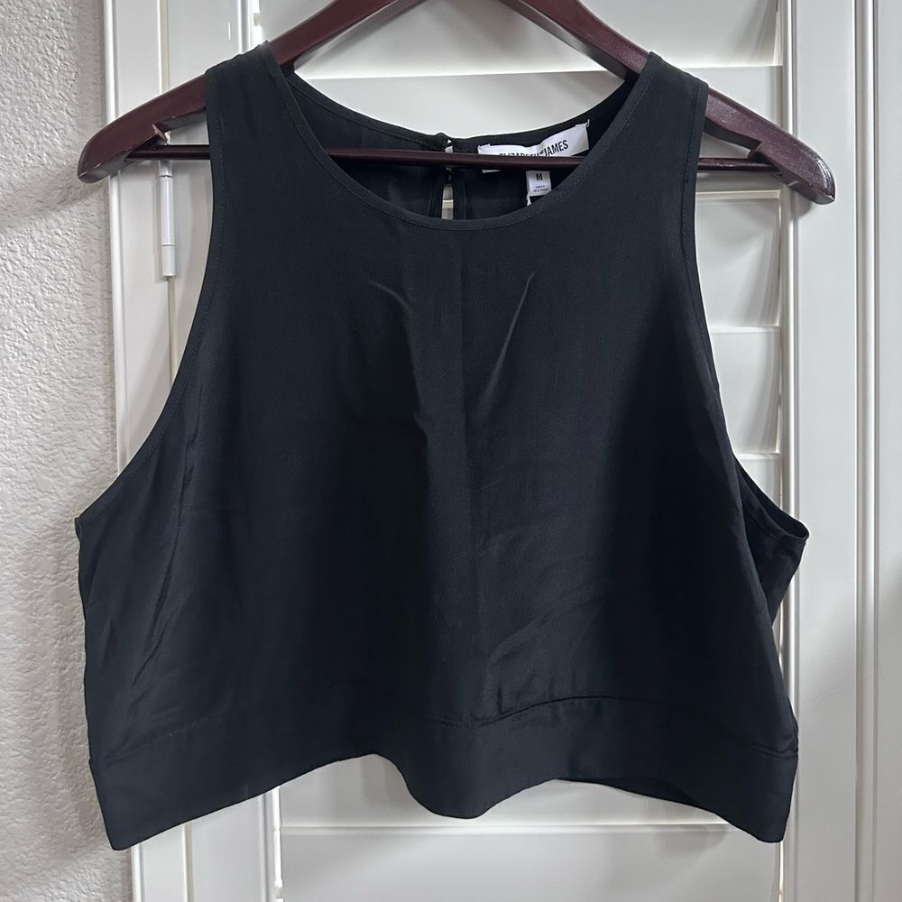 Elizabeth & James Kartin Black Silk Crop Top Size Medium